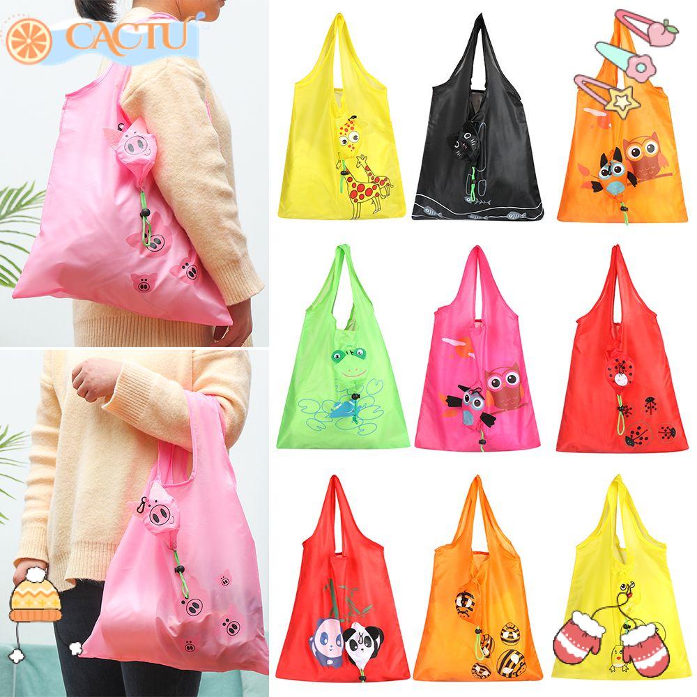 Túi Mua Sắm Xách Tay Dạng Gập Hình Thú Hoạt Hình Dễ Thương