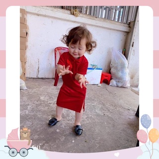 Váy bé gái - Sườn xám nhung đỏ siêu xinh - Thời trang trẻ em 14-25kg a
