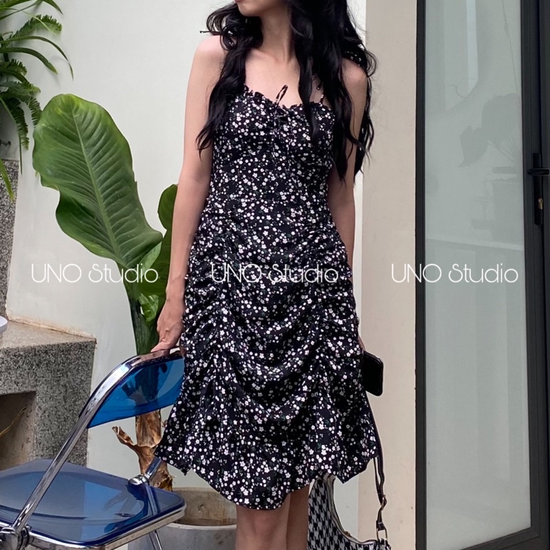 Váy đầm hoa nhí có mút ngực kèm ảnh thật design by UNO Studio