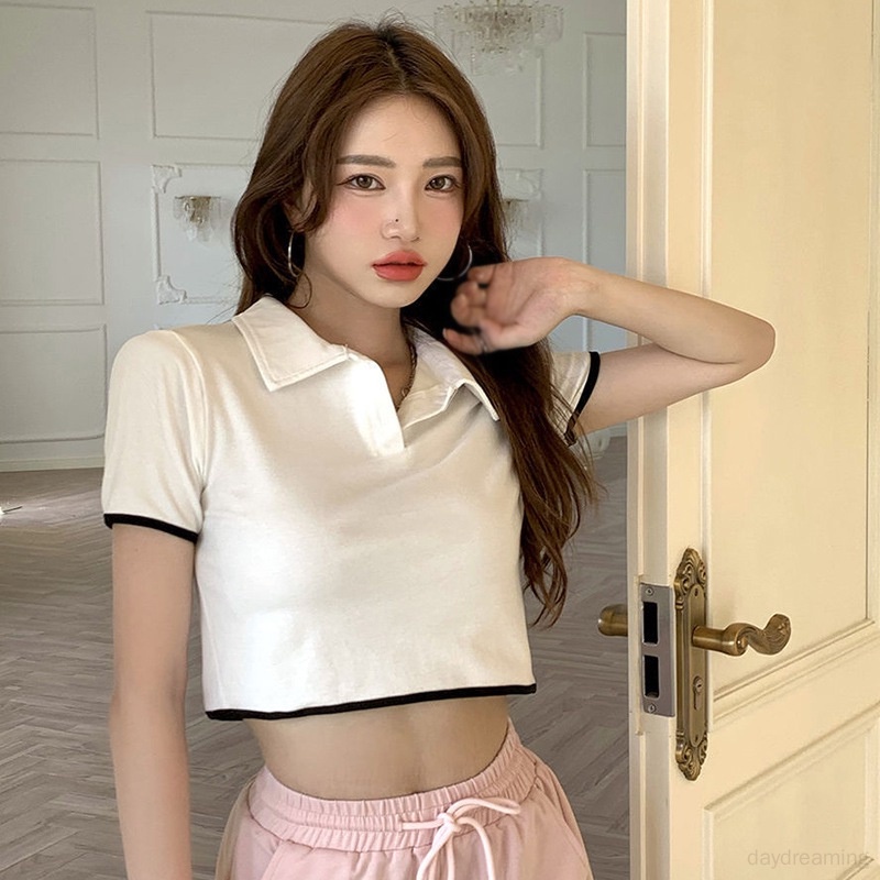 Áo Thun Tay Ngắn Hở Lưng Phong Cách Hàn Quốc Dành Cho Nữ