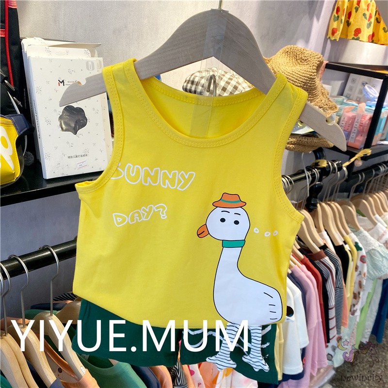 Bộ Áo Sát Nách In Hoạt Hình + Quần Short Kiểu Hàn Quốc Thời Trang Mùa Hè Cho Bé Trai