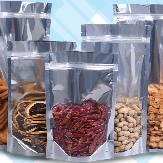 Túi zip đáy đứng 1 một mặt bạc, 1 mặt trong, túi trong suốt, KING OF OPP