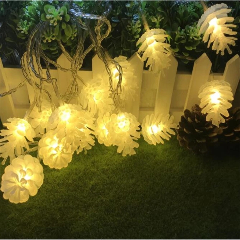 Christmas PVC Pine Cones LED Fairy String Lights/Festival Wedding Party Garden Patio Decor/Xmas Outdoor Home Luminaria Decoration Lamp