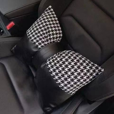Volkswagen Plaid Bow Car Interior Decoration Headrest Lumbar Support Pillow Car Good Cute Gear Handbrake Rear View Mirror Cover ibAM