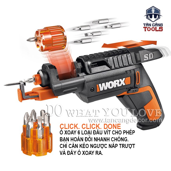 Máy Vặn Vít Đa Năng Dùng Pin 4V Worx WX255