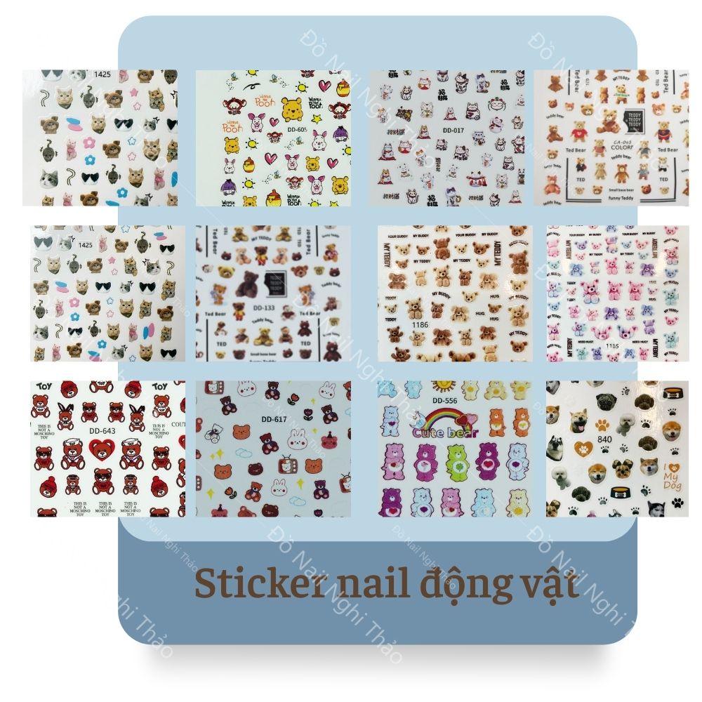 Sticker nail động vật trang trí móng