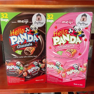 [Date 01/2022] BÁNH GẤU PANDA MEIJI KEM CHOCOLATE / DÂU - Hộp 32 Gói (Có Bán Lẻ)
