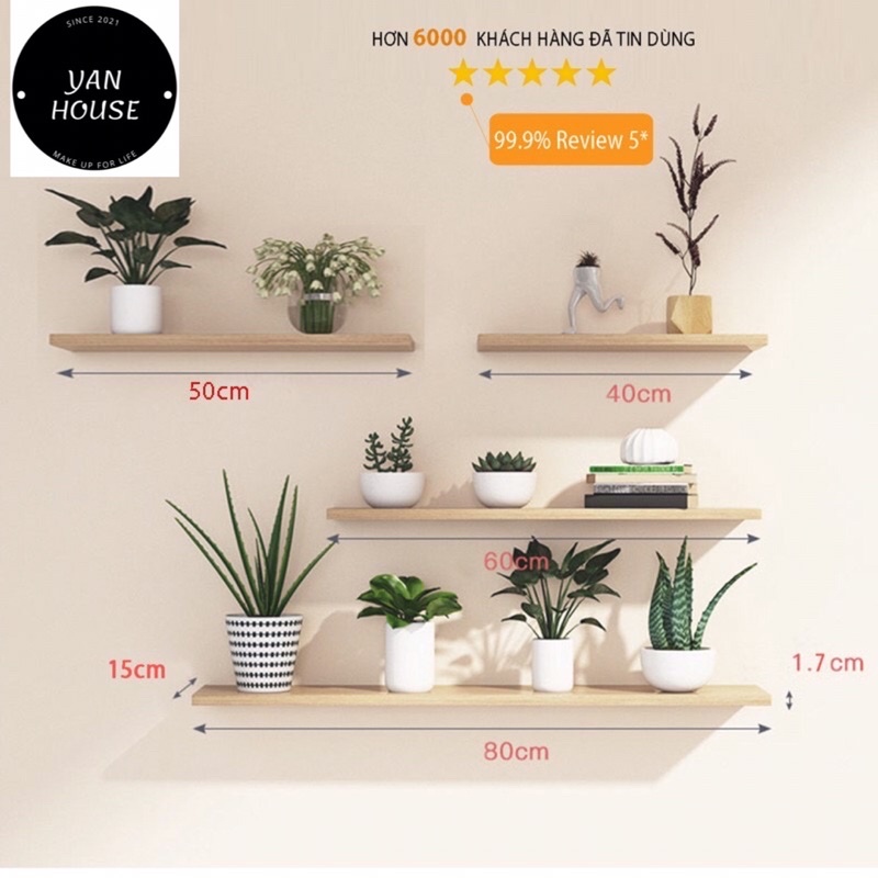 Thanh Ngang Treo Tường Kết Cấu Giấu Chân SIB Decor, Gỗ Lõi Xanh Chống Ẩm