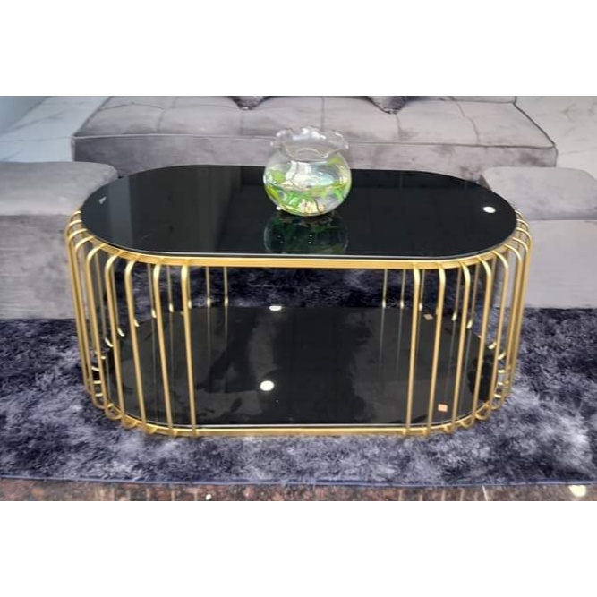 Bàn Sofa Hột Xoài 2 Tầng Giả Đá - Bàn Trà 1m1 x 55cm Kiếng Cường Lực