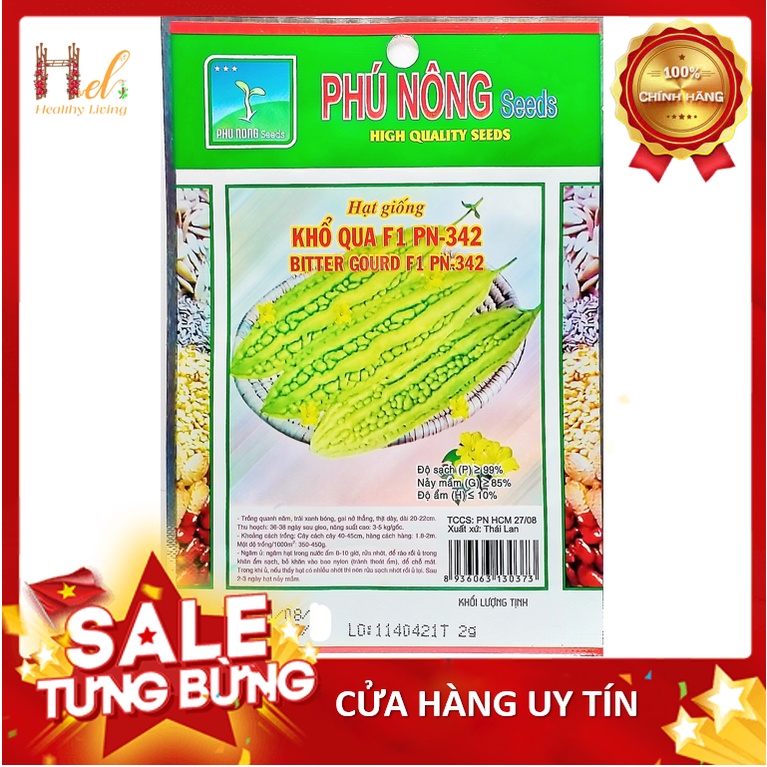 PN - Hạt Giống Khổ Qua Xanh Cao Sản F1 Siêu Trái 2G - Trồng Rau Xanh Rau Sạch Bằng Đất Sạch, Mùn Dừa Và Phân Bón Hữu Cơ