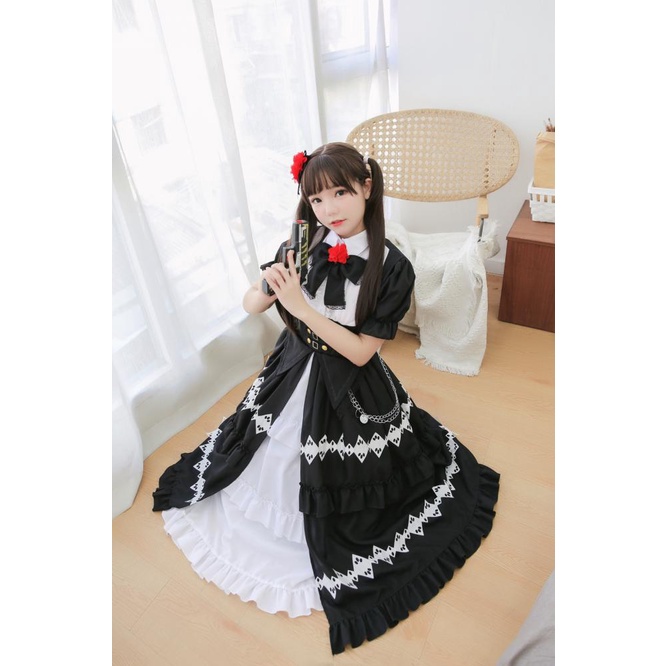 Nhật bản anime tokisaki kurumi cosplay trang phục cho phụ nữ ngày a live lolita maxi dress socks set halloween party outfits