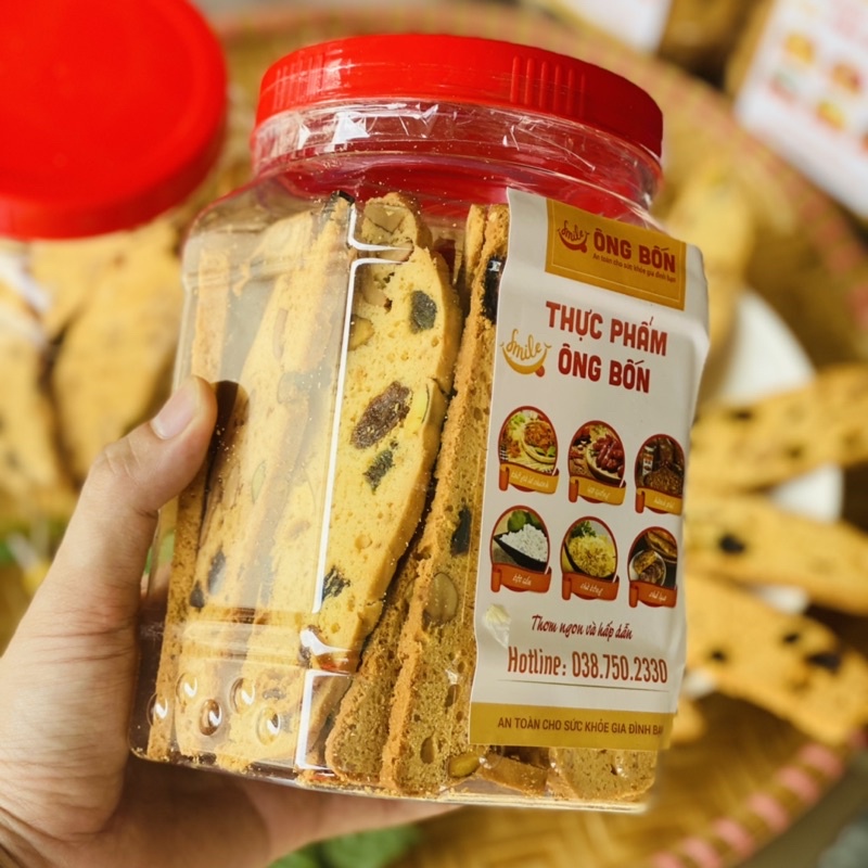 Bánh Biscotti Ăn Kiêng ÔNG BỐN - Siêu Hạt, Giúp Giảm Cân, Đủ Dinh Dưỡng