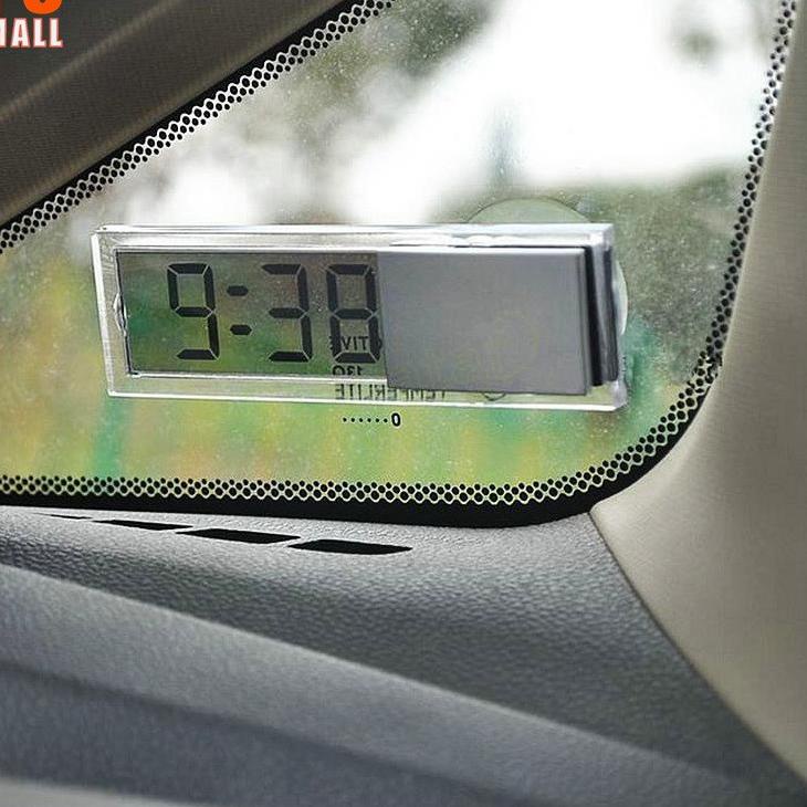 `➝ Đồng Hồ Điện Tử Mini Trong Suốt Có Giác Hút Gắn Kính Xe Hơi Tiện Dụng ★ Kl6
