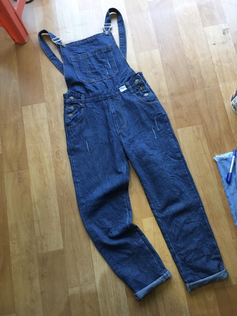 Quần yếm jean dài size L