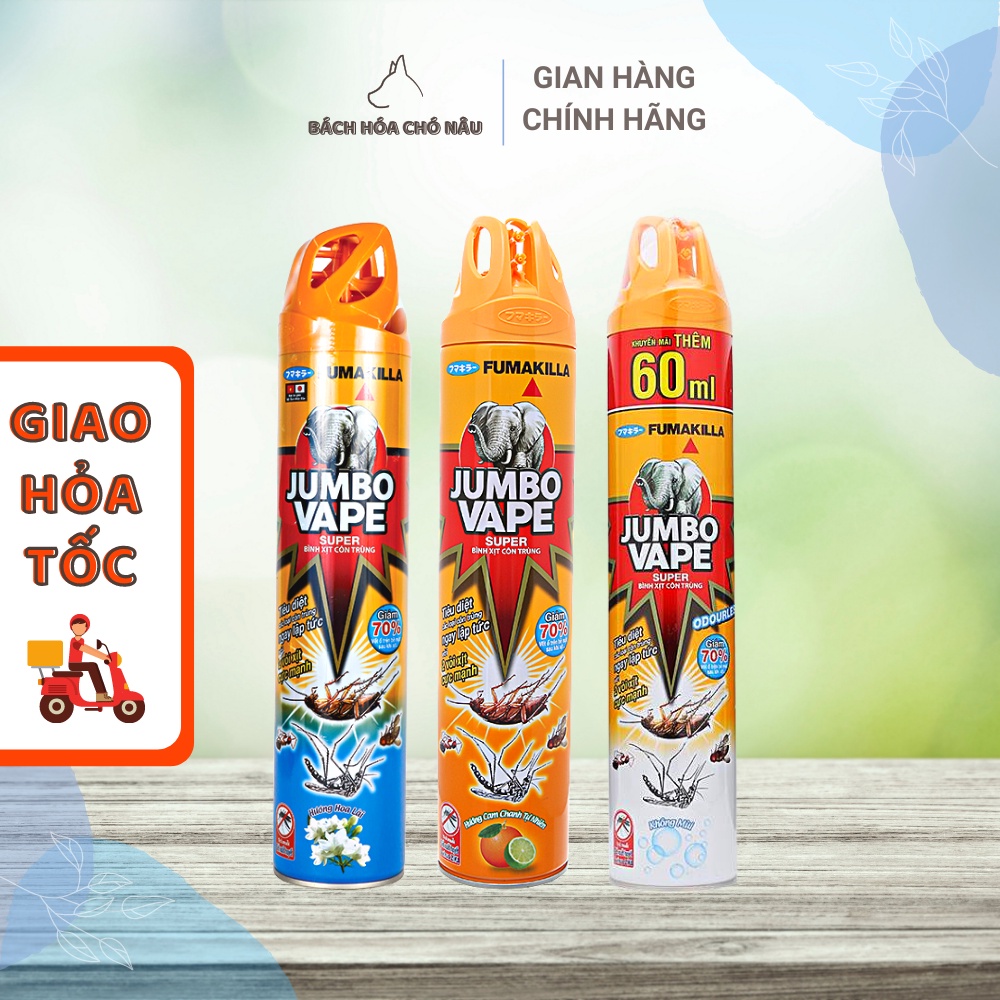 Bình Xịt Côn Trùng JUMBO VAPE Không Mùi/ Hương Hoa Trà/ Hương Lavender 600ML/ Chai [ Hàng Mới Chính Hãng]
