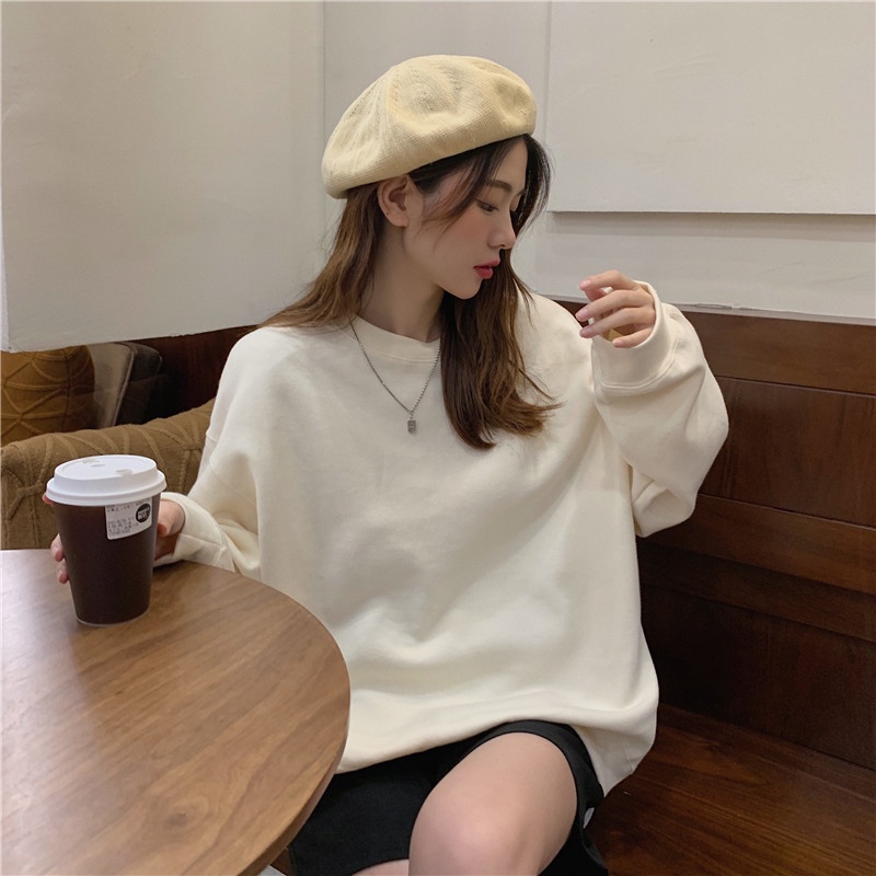 Xiaozhainv Áo Sweater Tay Dài Màu Trơn Phong Cách Hàn Quốc Năng Động Cho Nữ | BigBuy360 - bigbuy360.vn