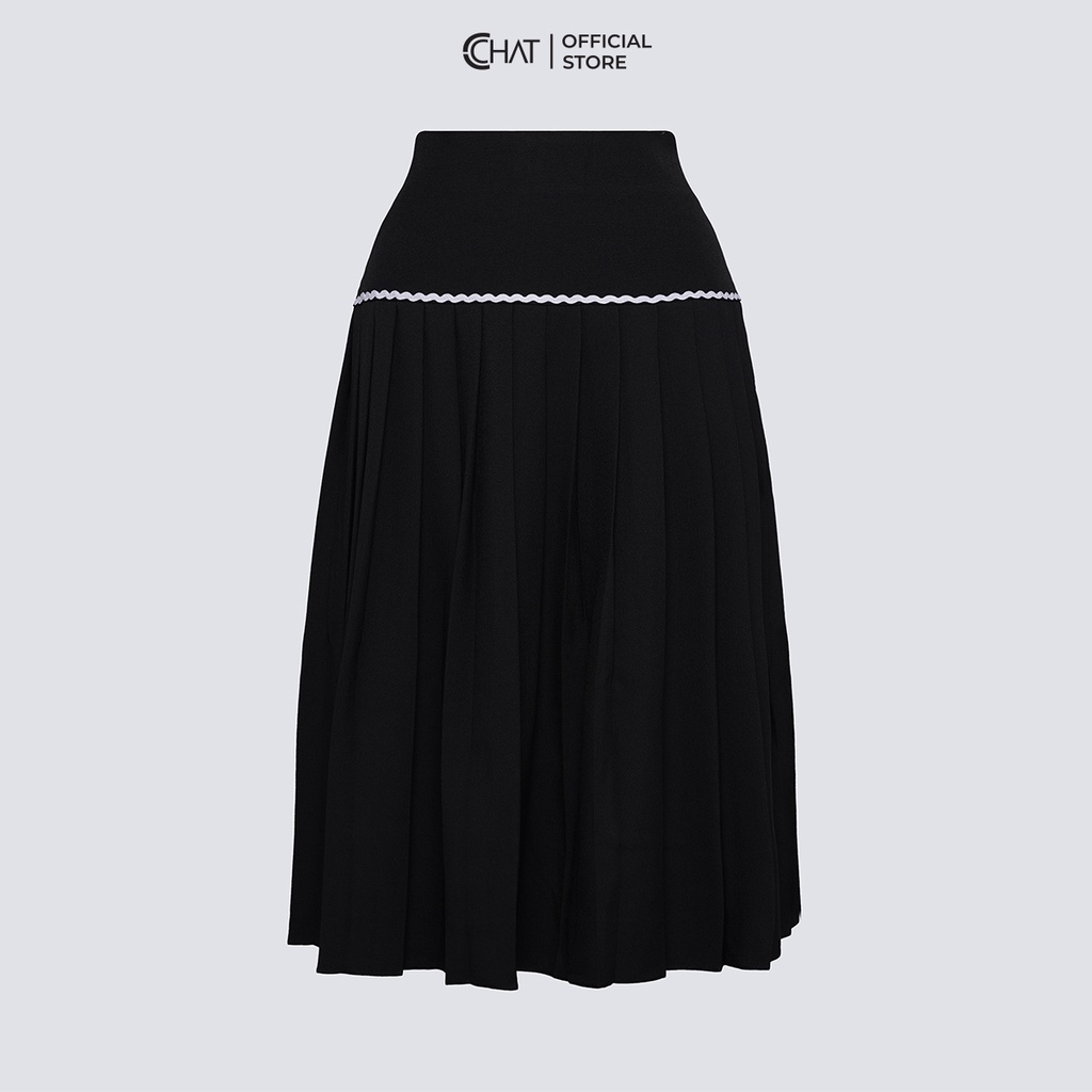 Chân Váy 𝐂𝐂𝐇𝐀𝐓 Dập Ly Cạp Kiểu Dây Dệt Thêu Phong Cách Trẻ Trung Thanh Lịch 12CDS8003LT