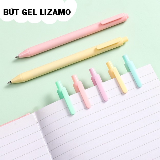 Bút bi nước mực gel LIZAMO, bút bi cute mực đen ngòi 0.5mm màu macaron dễ thương BB36