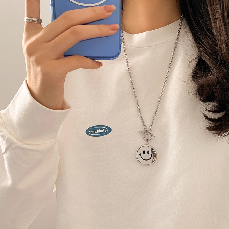 We Flower Vòng cổ Thép Không Gỉ Mặt Cười Emoji Vui Nhộn Thời Trang Unisex