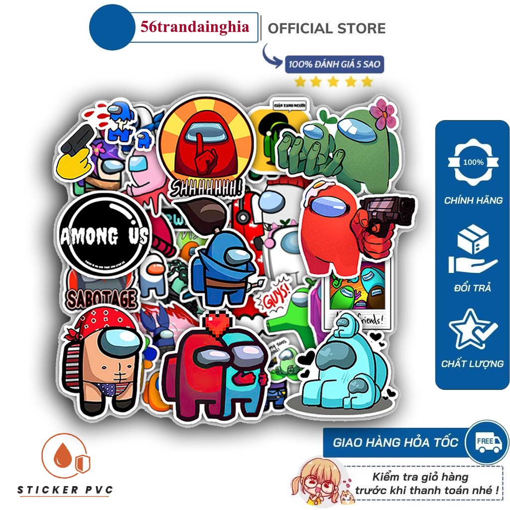 Sticker Among Us | Sticker Dán Xe Máy, mũ bảo hiểm, trang trí laptop vali - Chống Thấm Nước, Chống Bay Màu