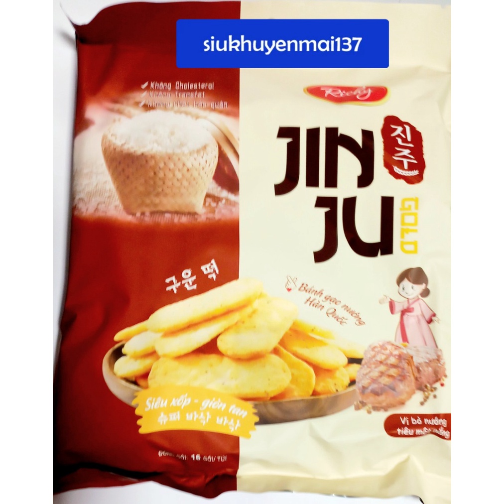 bánh gạo richy jinju hàn quốc cốm sữa và bò nướng 134,4g gói.hsd:11/2023