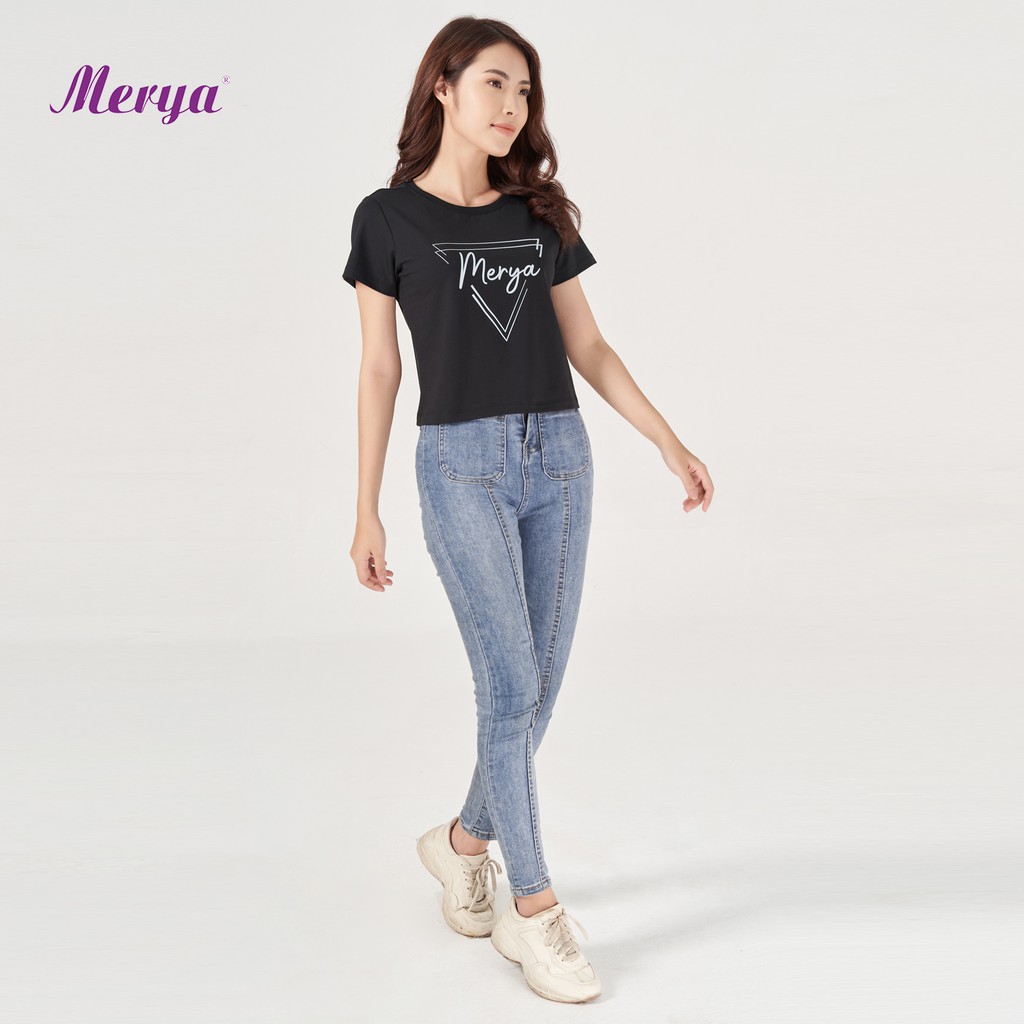 Áo thun croprop nữ 92% cotton Merya TSC0221(H1)