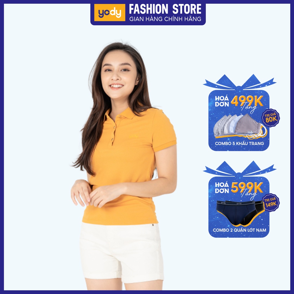 Áo thun polo nữ YODY cổ bẻ sợi cafe trơn nhiều màu APN4388