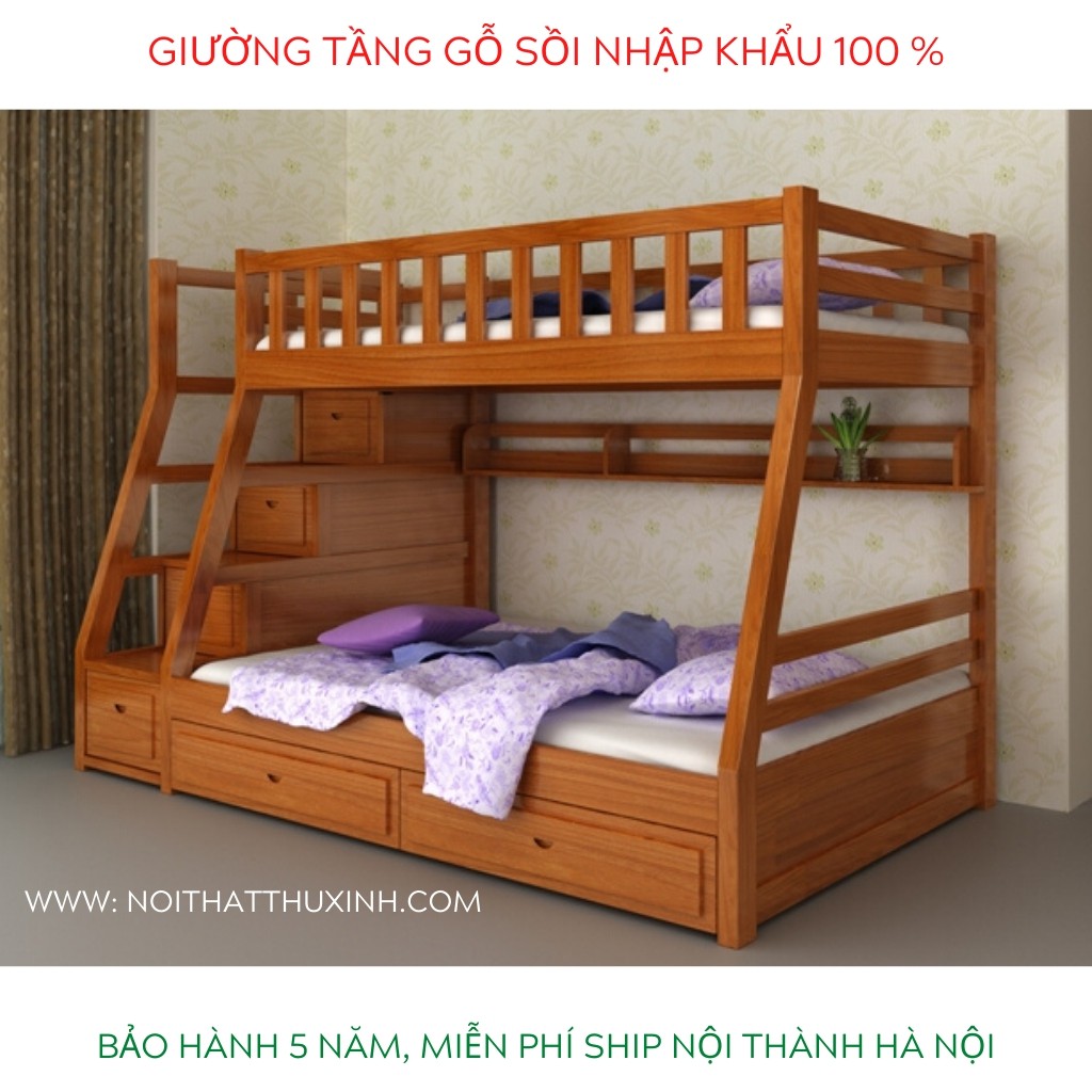 Giường Tầng Giá Rẻ An Toàn & Tiện Dụng Cho Bé Freeship Hà Nội