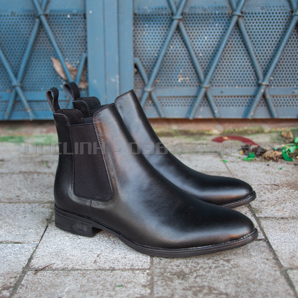 Giày Chelsea Boots Nam Đen, Phiên bản classic dễ phối đồ, Size từ 38-44, Cổ cao tôn dáng