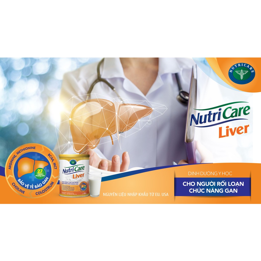 Sữa bột cho người lớn Nutricare Liver (900g) rối loạn chức năng gan, dễ tiêu hóa, tốt cho tim mạch