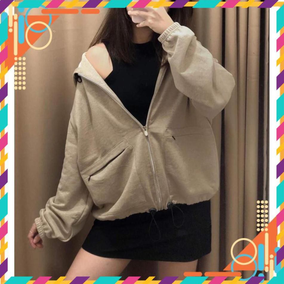 [Mặc Bao Đẹp] Áo khoác Thun Nỉ Trơn Túi Hộp Có Khóa Kéo TP