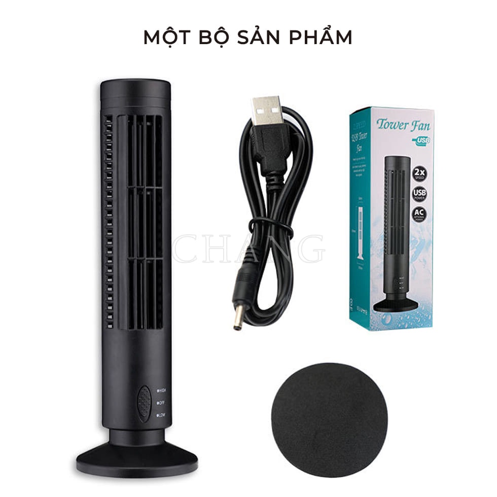 Quạt Trụ mini sạc USB không cánh để bàn quay các góc rộng