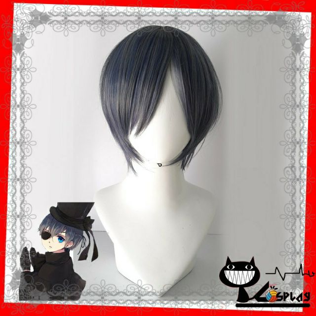 [sẵn] Wig/tóc giả cosplay Ciel - Kuroshitsuji: Hắc quản gia màu xanh xám [Miu Cosplay]
