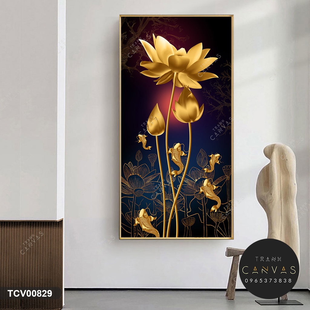 Tranh Canvas Hoa Sen Khổ Dọc