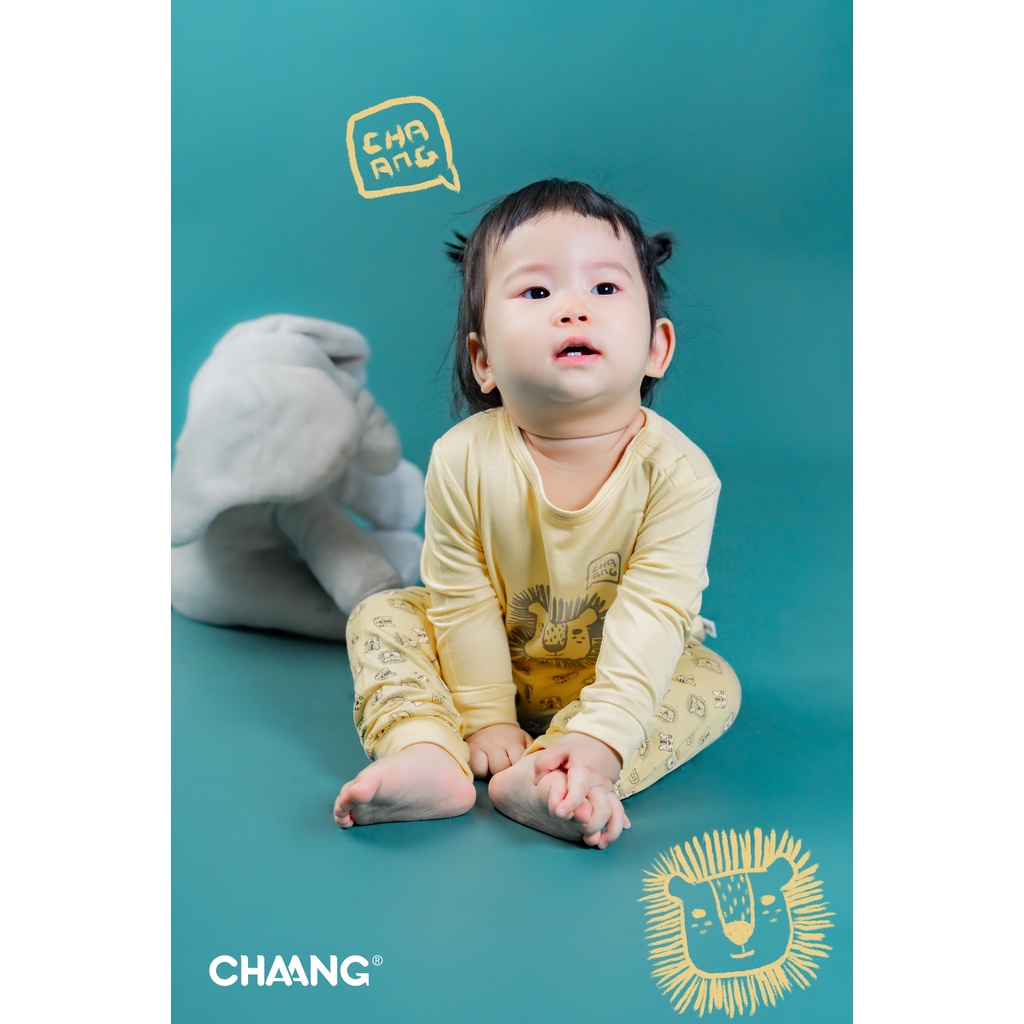 [CHÍNH HÃNG] Bộ áo dài tay quần dài cúc vai trẻ em họa tiết Tigger Chaang