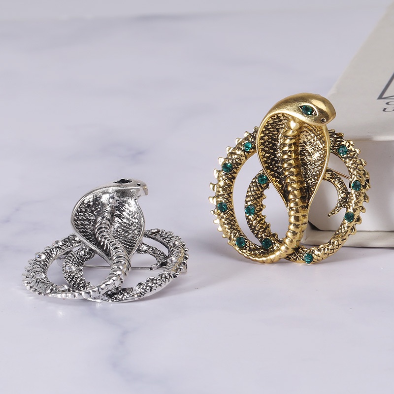 Ghim Cài Áo Hình Rắn Đính Đá Phong Cách Retro Thời Trang