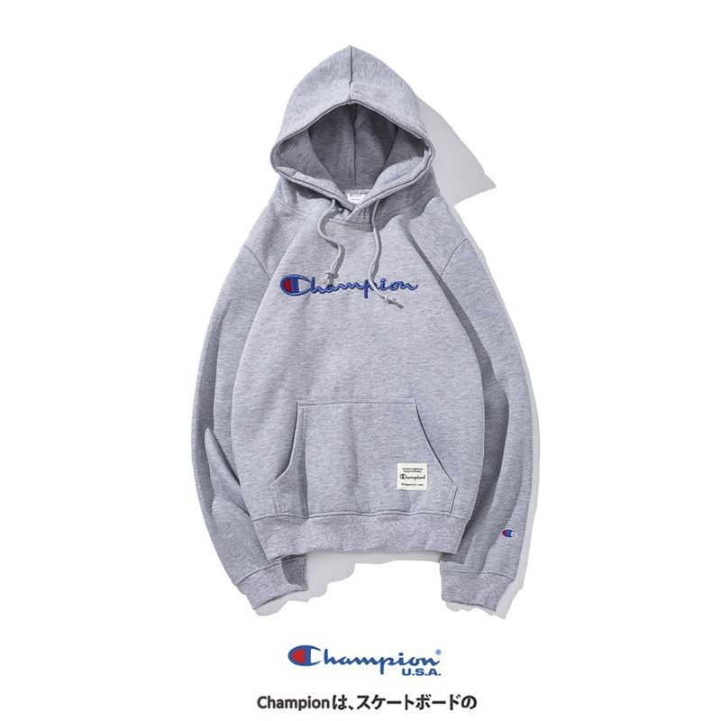 CHAMPION Men and Women Cotton Plus Velvet Long-sleeved Hooded Sweatshirt Casual Outerwear