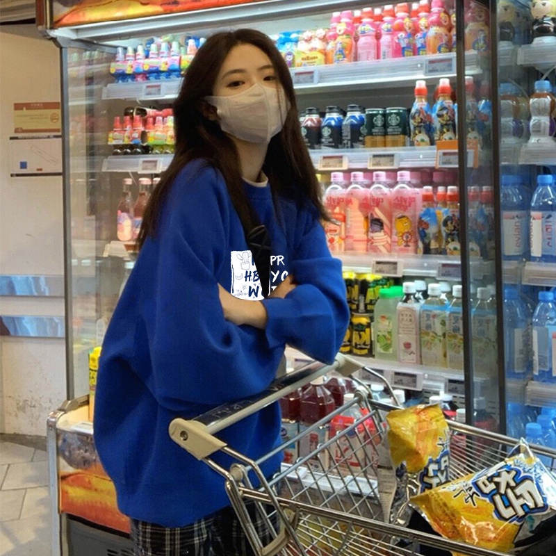 NRVP Áo thun tay dài oversize in họa tiết chữ phong cách Hàn Quốc thời trang cho nam và nữ