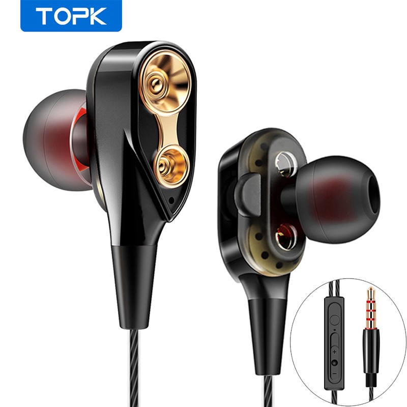 Tai Nghe TOPK F02 Cho Iphone 6 Với 2 Trình Điều Khiển Âm Thanh Nổi Hifi 3.5mm - Toplinnk