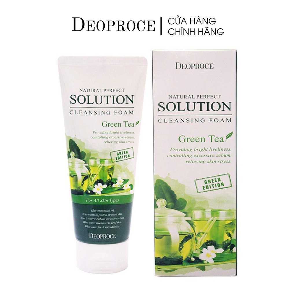 Sữa Rửa Mặt Deoproce Chiết Xuất Trà Xanh Tạo Bọt Làm Sạch Tự Nhiên, Chống sưng, giảm viêm, kích thích da