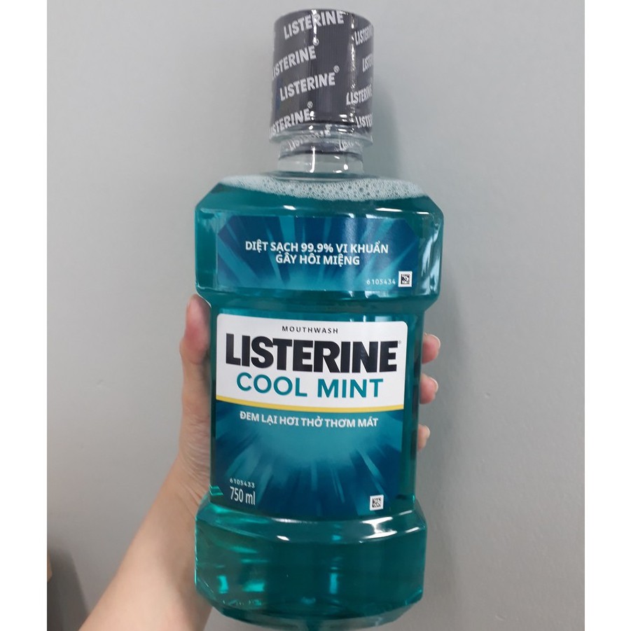 Nước súc miệng bạc hà LISTERINE Cool Mint Giúp Hơi Thở Thơm Mát 750ml