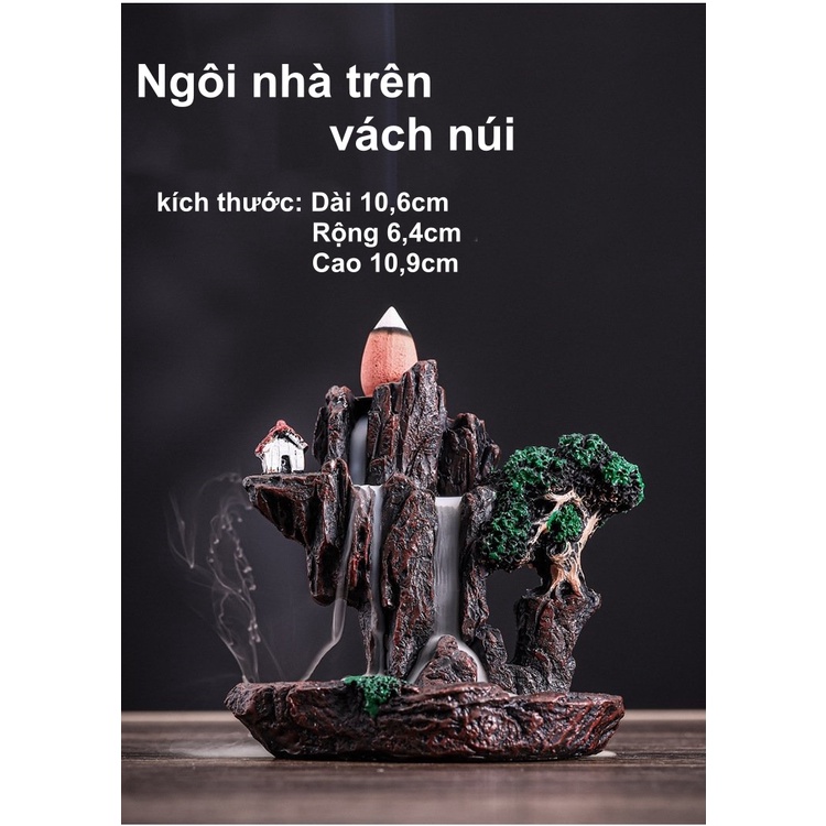 Thác khói trầm hương tự nhiên khói tỏa ngược tiểu cảnh thư giãn, an nhiên