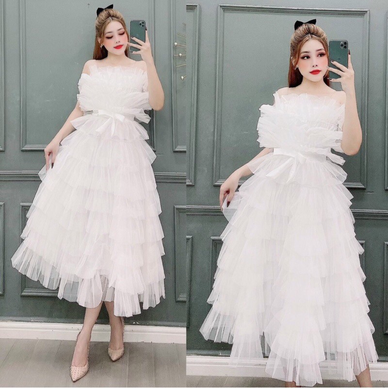[Mã FATHANG5 giảm 10K đơn 50K] ĐẦM XOÈ LƯỚI XẾP TẦNG CAO CẤP - SIZE M/L đến 58kg - MS228V | BigBuy360 - bigbuy360.vn