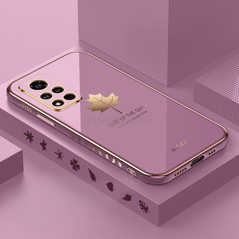 Ốp Điện Thoại Silicon TPU Mạ Điện Họa Tiết Lá Phong Kèm Dây Đeo Cho infinix hot 11s nfc infinix hot 11s infinix hot 11