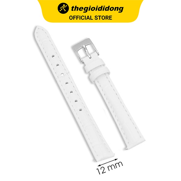 Dây da đồng hồ 12 mm trắng L009-01-12