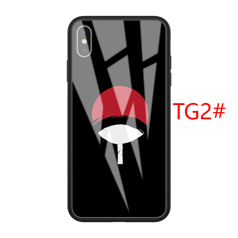 Ốp điện thoại tráng kính cường lực in Naruto Uchiha Clan cho iPhone 11 Pro XS Max X XR 8 7 6S 6Plus 5S 5 SE 2020 B156