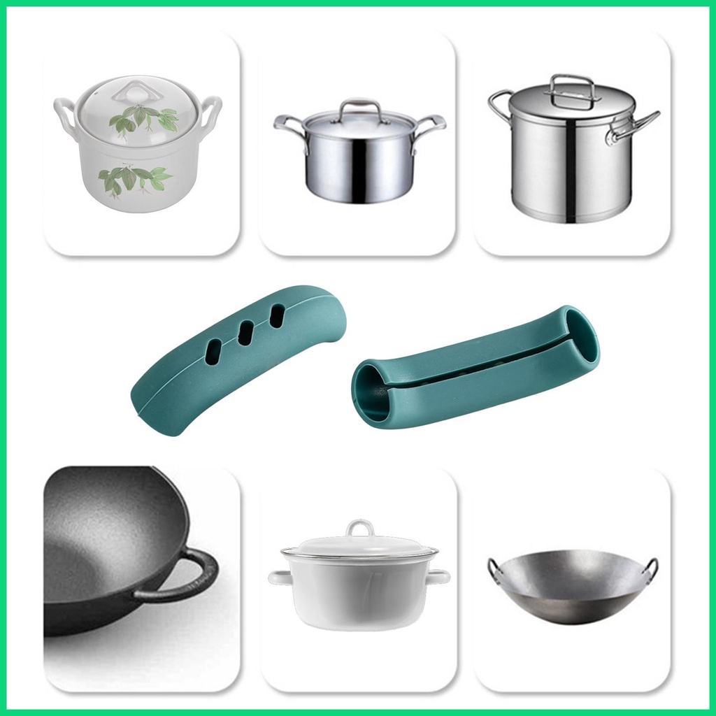Set 2 Vỏ Bọc Tay Cầm Chảo Hấp Cách Nhiệt Chống Trượt Bằng Silicon