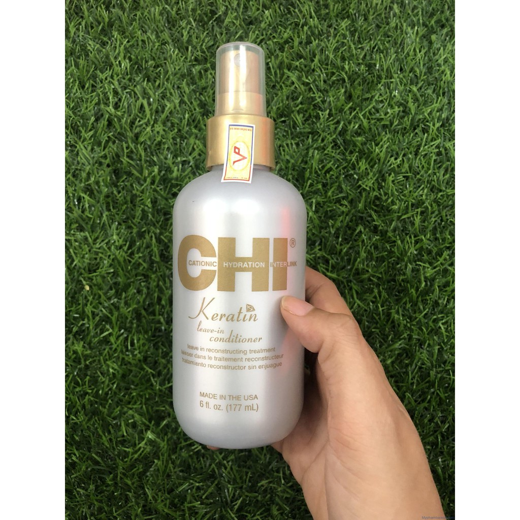 #chi_usa_chính_hãng_100% Xịt dưỡng phục hồi (xả khô) CHI Keratin Leave In Conditioner 177ml