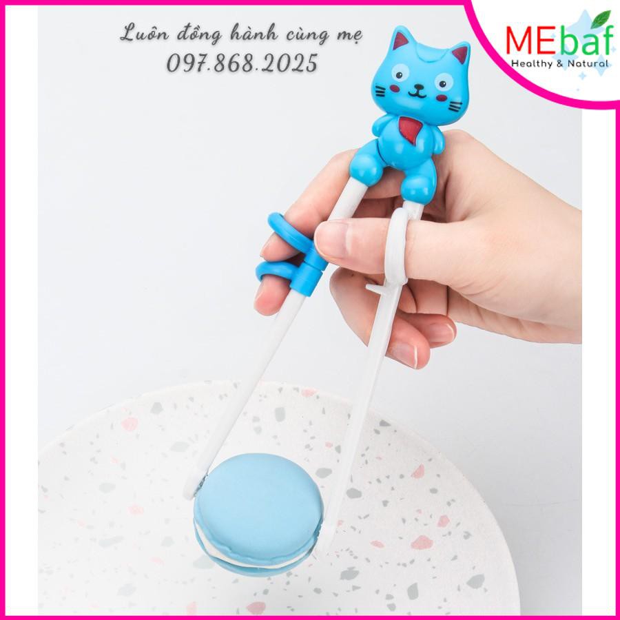 Đũa tập ăn cho bé - Bộ đũa, thìa, dĩa ăn dặm inox CAO CẤP HAPPYCAT Hàn Quốc, MEBAF