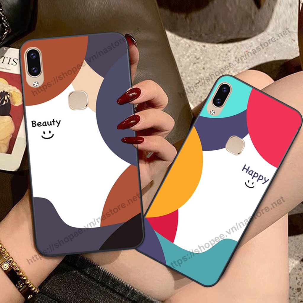 Ốp lưng Vivo V11 / V11i / Y85 / V9 / Y91 / Y95 mặt cười, họa tiết caro đơn giản đẹp cute